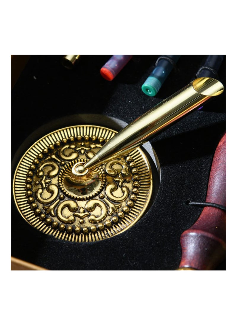 KASTWAVE - Vintage Feather Calligraphy Pen Ink Set, Antique Calligraphy Dip Pen with Journal Notebook, Fountain Pen Ink, Glue Gun Sealing Wax Sticks, Sealing Wax Stamp, Dip Pen Nibs, Gifts for Men Women - Image 1