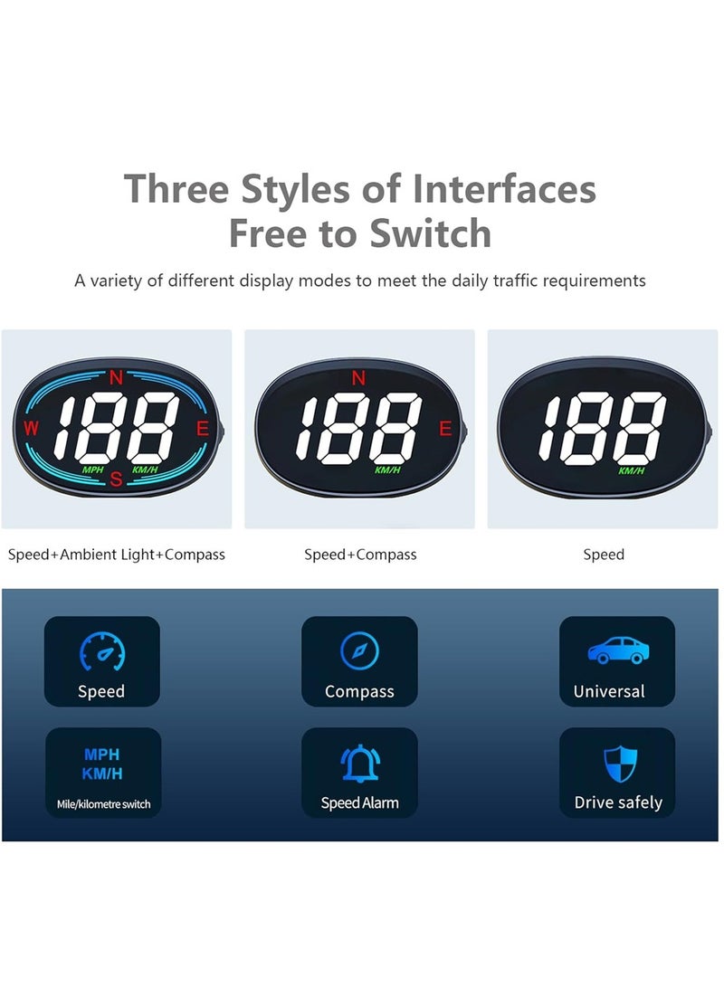 KASTWAVE Digital Speedometer Heads up Display for Car GPS HUD Universal All Cars Head Up Display Vehicle Speed Compass MPH KMH Speed Gauge Plug and Play - Image 5