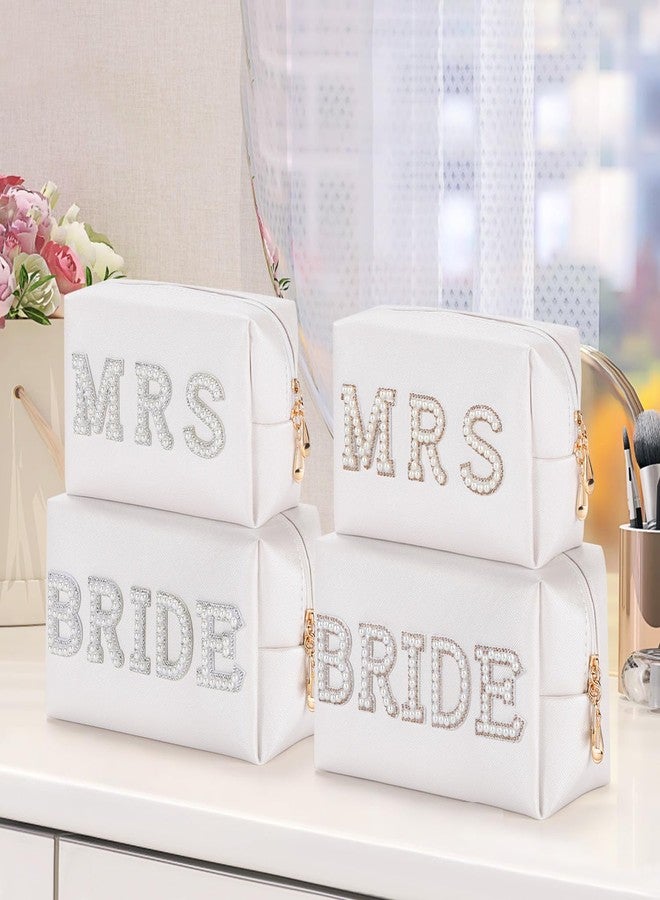 Etercycle Bride Letter Makeup Bag, Bride To Be Gifts Bling Pearl Rhinestone Patch Cosmetic Bag, Waterproof PU Travel Toiletry Bag for Bachelorette Party Women Wedding Bridal (Gold) - Image 5
