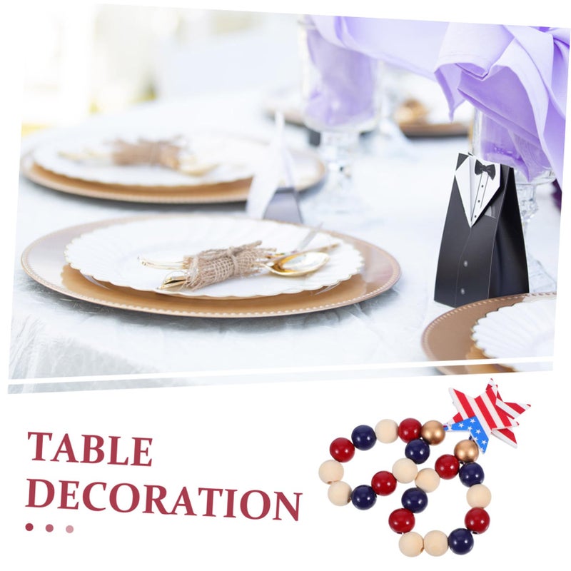 Wood Bead Napkin Rings Rustic Star Holders For July 4th Independence Day Table Decor - Image 4