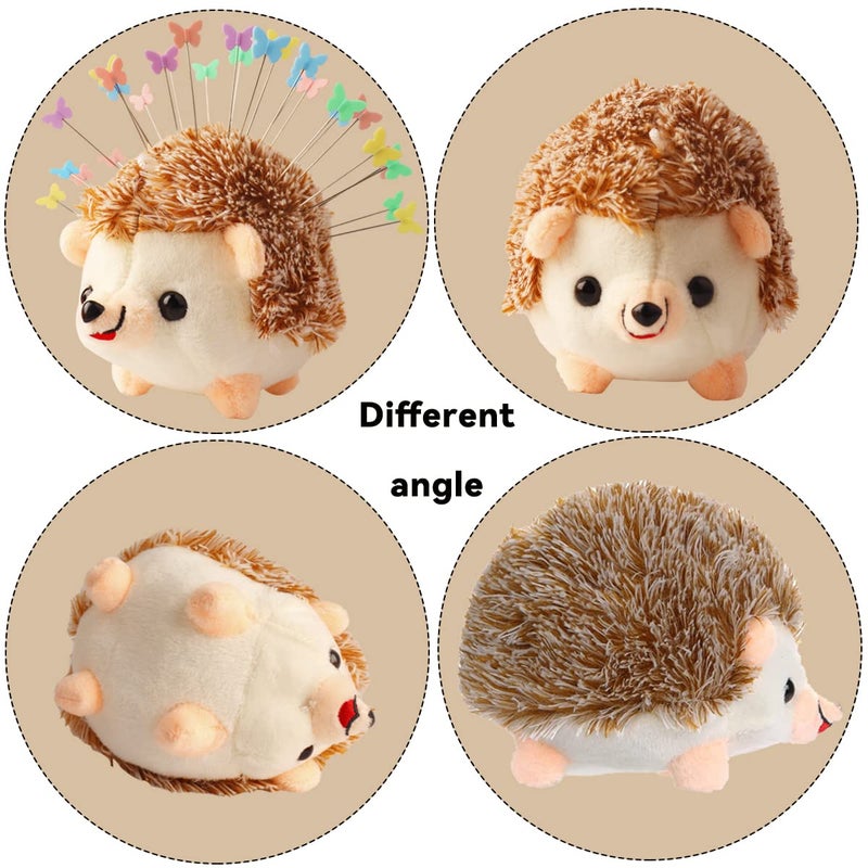 CICITOYWO CICILIAYA Hedgehog Shape Pin Cushion, Cute Pincushions Sewing Kit Lovely Needle Cushions Pins Holder Sewing Accessories Supplies with 100Pcs Colored Butterfly Pins for Quilting DIY Crafts Patchwork - Image 3