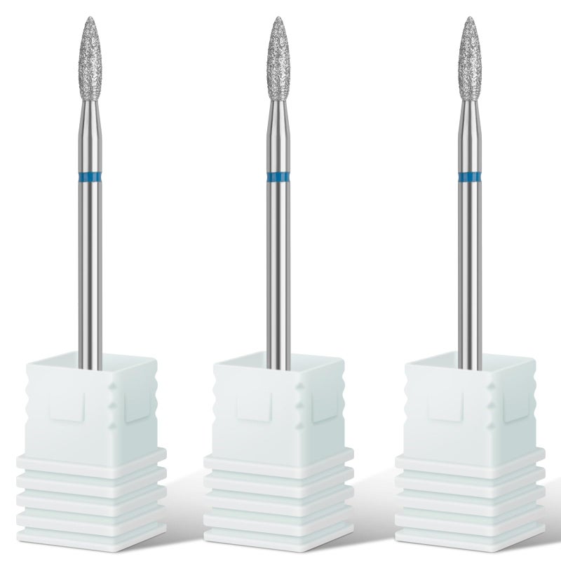 Rolybag Cuticle Nail Drill Bits Flame Shape Cuticle Drill Bit for Nail Diamond Drill Bit 3/32â€ Professional Safety Cuticle Clean Drill for Electric Remove Cuticle Dead Skin Manicure Tools (Medium) - Image 1