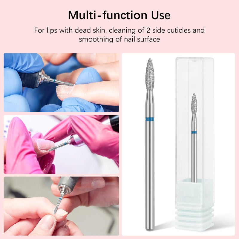 Rolybag Cuticle Nail Drill Bits Flame Shape Cuticle Drill Bit for Nail Diamond Drill Bit 3/32â€ Professional Safety Cuticle Clean Drill for Electric Remove Cuticle Dead Skin Manicure Tools (Medium) - Image 5