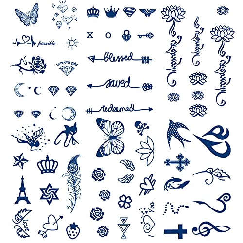 Leoars Semi-permanent Tattoos, 6-Sheet 2 Weeks Long Last Waterproof Small Cute Tattoos,Plant-Based Ink Tattoos Sticker for Adult Children - Image 1