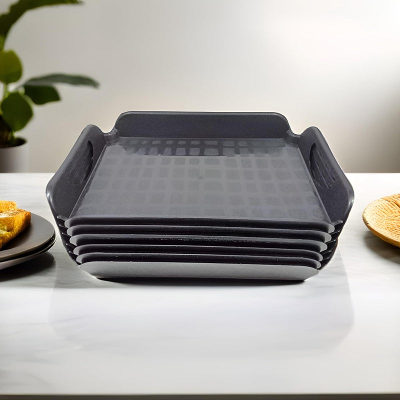 BHOJANWARE Small Serving Tray Set of 6-Unbreakable Plastic/Polypropylene Tray Set- Ideal for picnics, Parties, Catering Events, and Daily Home use. - Image 1