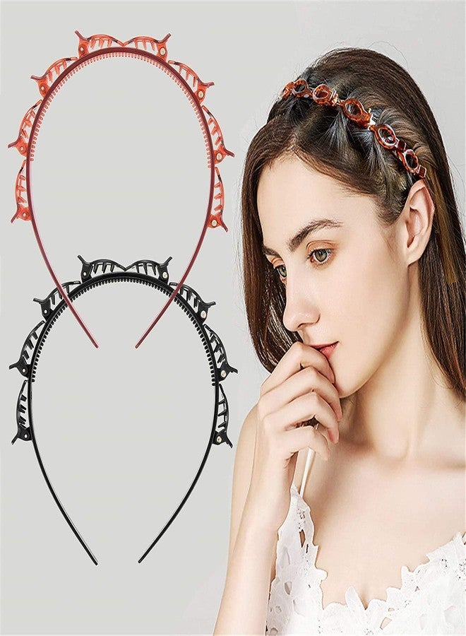 GrenzaFab 2 Pcs Trending Trunks Headbands Plastic and Resin Hair Twister, Hairstyle Braid Tool, Hair Clips For Girls And Women, Hairstyle Hairpin, Alligator Clips (Black & Brown) - Image 2