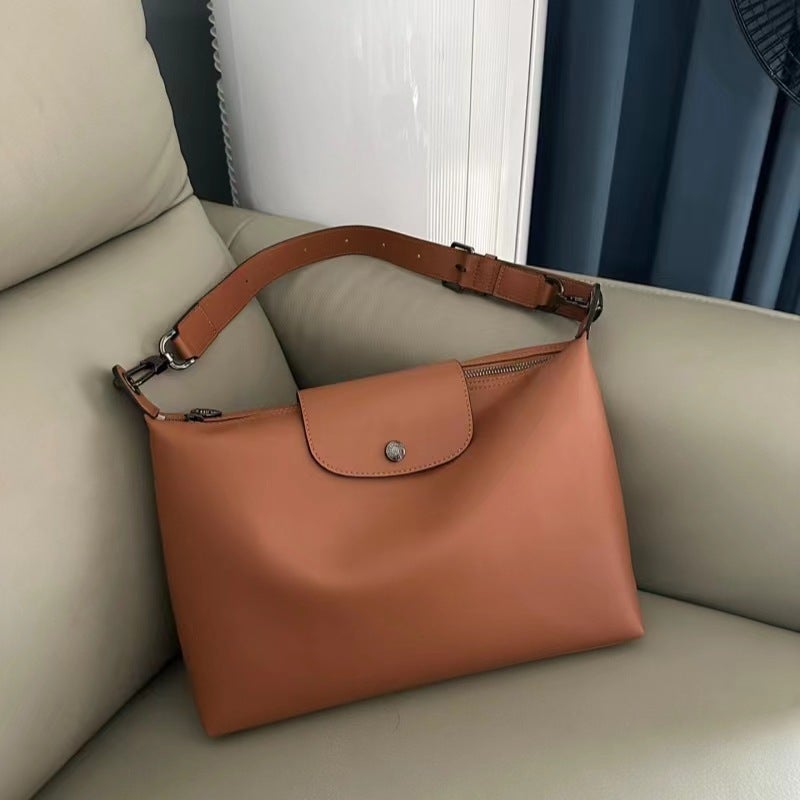 High Quality New Calfskin Underarm Bag Female Cowhide Hobo Messager Bag Large Capacity Shoulder Mini Dumpling Bag - Image 1