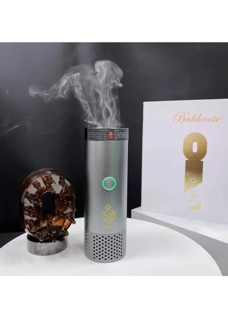 بخون 2 في 1 بخور الشعر مبخرة بخور إلكترونية مبخرة عربية مبخرة خشبية مبخرة مزدوجة - Image 1