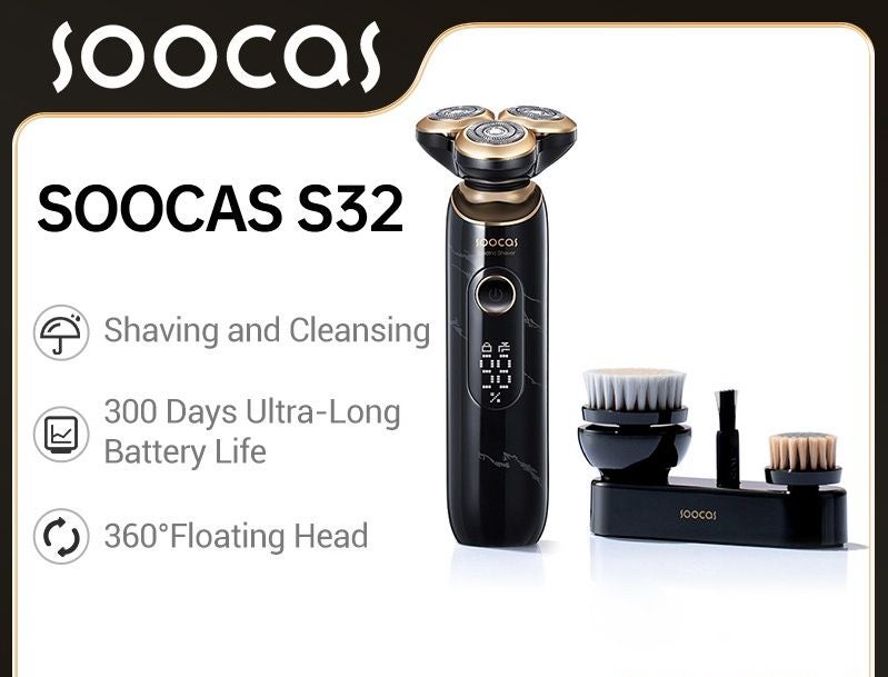 Soocas S32 Electric Shaver, Waterproof with Long Battery Life, Black - Image 1