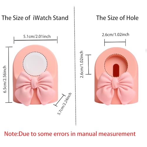 QLD COVER Charger Dock for Apple Watch Ultra/10/9/8/7/6/5/4/3/2/1/SE2/SE, iWatch Cute 3D Bow Tie Silicone Charging Desk Stand Holder, Pink Bow - Image 3