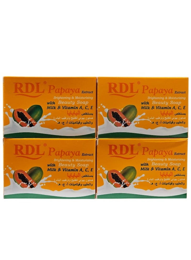 RDL 4 Pieces of Brightening & Moisturizing Soap with Milk & Papaya Extract - 4*128 gm - Image 1