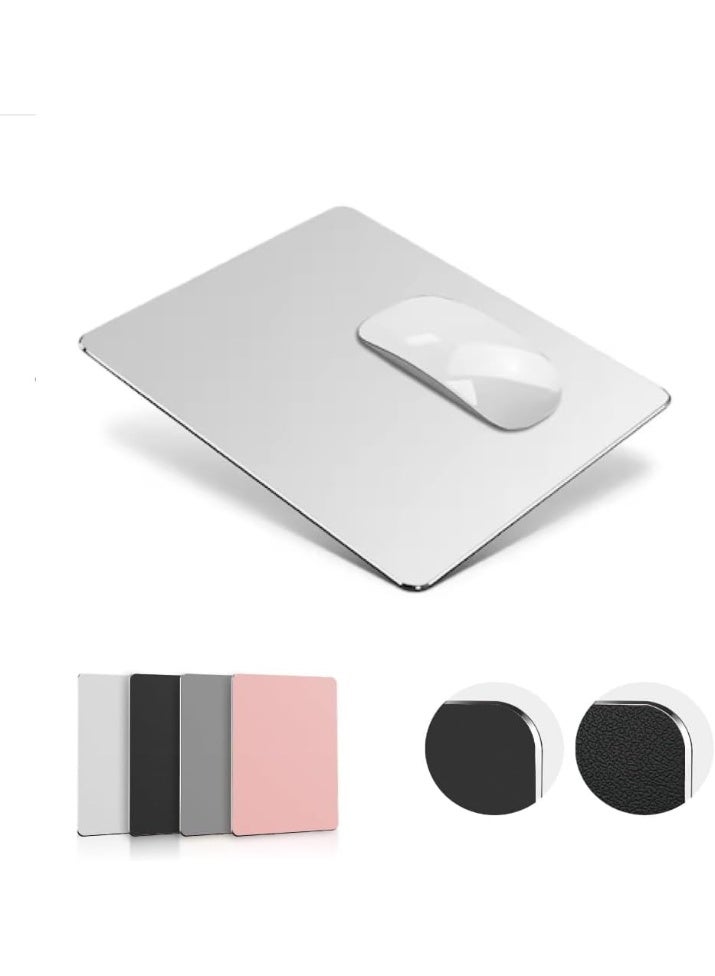 Generic valueable 1 Solid metal aluminum mouse pad for desktop, compatible with Magic Mouse and MacBook Pro-Air, with durable rubber feet for travel and home office use (silver). - Image 1