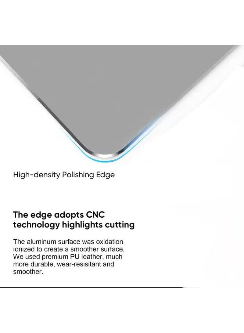 Generic valueable 1 Solid metal aluminum mouse pad for desktop, compatible with Magic Mouse and MacBook Pro-Air, with durable rubber feet for travel and home office use (silver). - Image 2