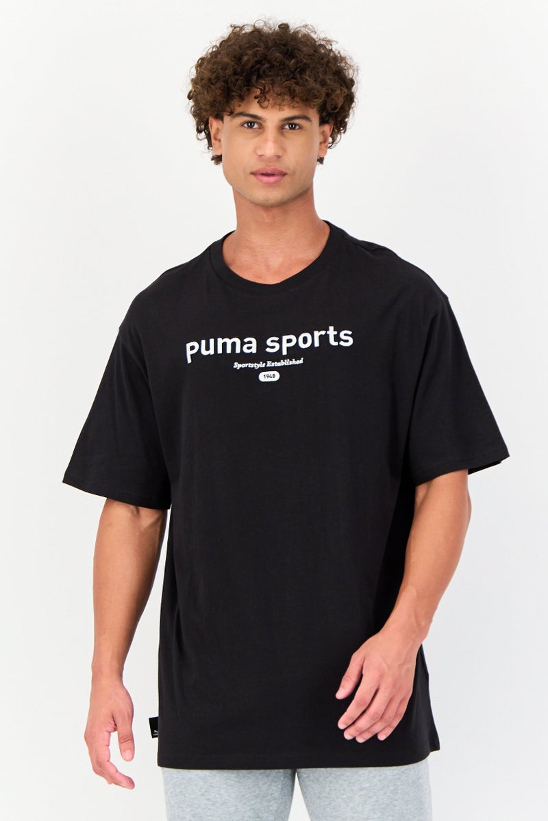 PUMA تي شيرت رجالي بأكمام قصيرة ومقاس مريح، أسود - Image 1