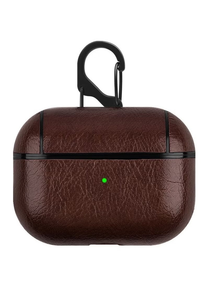 Generic - airpods pro leather case leather earphone protective cover skin cover for Apple Bluetooth earphone case Dark brown - Image 1