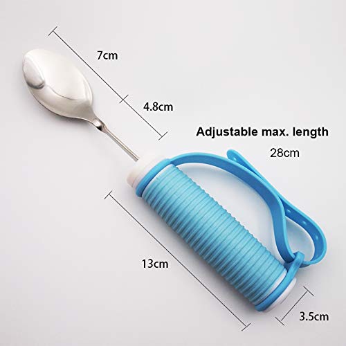 DOPHO Flexible Stainless Steel Spoon with Adjustable Strap 360 Degree Rotatable Eating AIDS Utensils for Disabled Patient Elder Arthritis People Handicapped (spoon) - Image 2