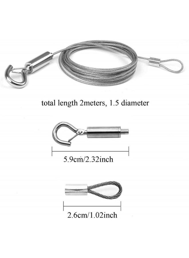 JZS Adjustable Picture Hanging Wire,Mirror Frame Kit 2m x1.5mm Heavy Duty Stainless Steel Wire Rope for Mirror Hanging Hardware,Light Lamp,Billboards,Basket Flowerpot Hold Up to 20kg,2PCS,Single Hook - Image 2