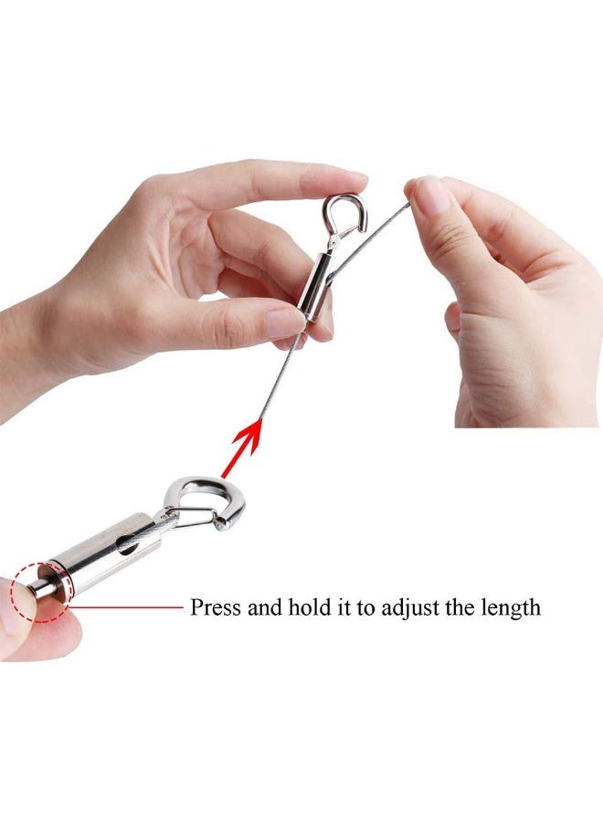 JZS Adjustable Picture Hanging Wire,Mirror Frame Kit 2m x1.5mm Heavy Duty Stainless Steel Wire Rope for Mirror Hanging Hardware,Light Lamp,Billboards,Basket Flowerpot Hold Up to 20kg,2PCS,Single Hook - Image 3