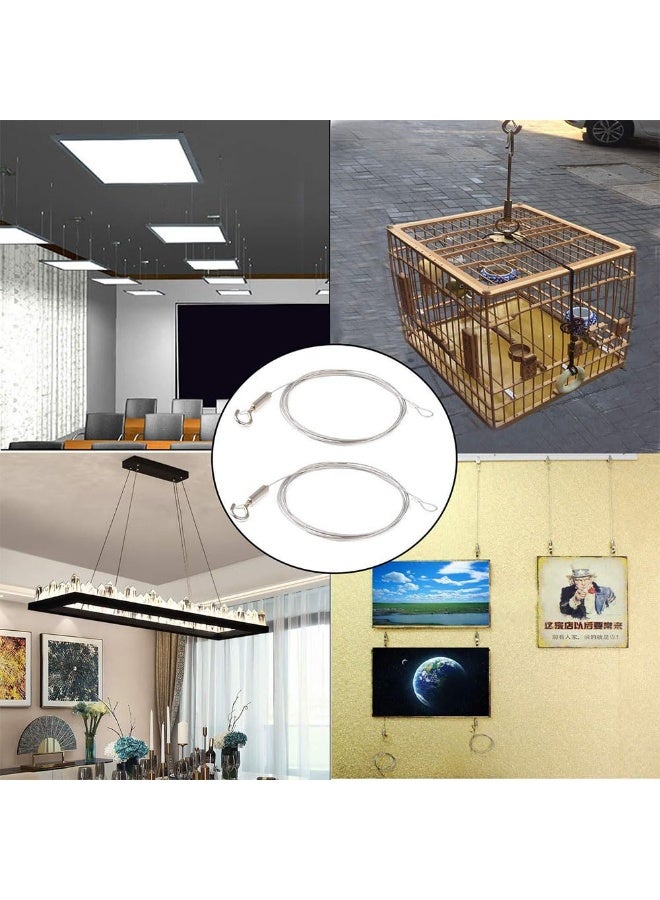 JZS Adjustable Picture Hanging Wire,Mirror Frame Kit 2m x1.5mm Heavy Duty Stainless Steel Wire Rope for Mirror Hanging Hardware,Light Lamp,Billboards,Basket Flowerpot Hold Up to 20kg,2PCS,Single Hook - Image 5