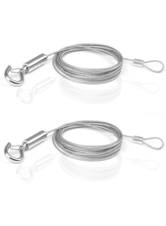 JZS Adjustable Picture Hanging Wire,Mirror Frame Kit 2m x1.5mm Heavy Duty Stainless Steel Wire Rope for Mirror Hanging Hardware,Light Lamp,Billboards,Basket Flowerpot Hold Up to 20kg,2PCS,Single Hook - Image 1
