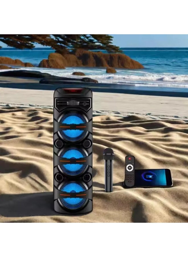 مايكروبلس مكبر صوت حفلات بلوتوث قابل لإعادة الشحن مع جهاز تحكم عن بعد، صوت قوي، أضواء وامضة، ودعم بطاقة SD - مثالي للرحلات والتجمعات Ps-4844 - Image 4