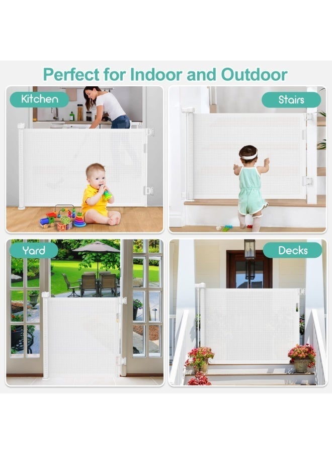 Watermelon Baby Safety Gate, Retractable 180cm Wide 86cm Height Extra Large Child Proof Gate for Baby & Pets, No Drill Pet Gate with Reinforced Mesh, One Hand Lock for Stairs Doorways Kitchen Home - Image 2