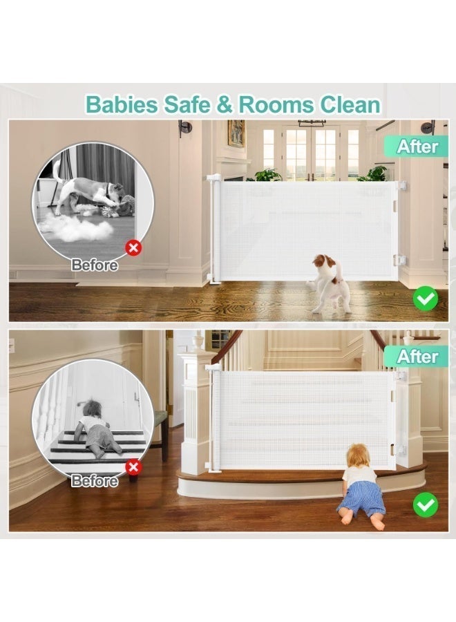 Watermelon Baby Safety Gate, Retractable 180cm Wide 86cm Height Extra Large Child Proof Gate for Baby & Pets, No Drill Pet Gate with Reinforced Mesh, One Hand Lock for Stairs Doorways Kitchen Home - Image 5