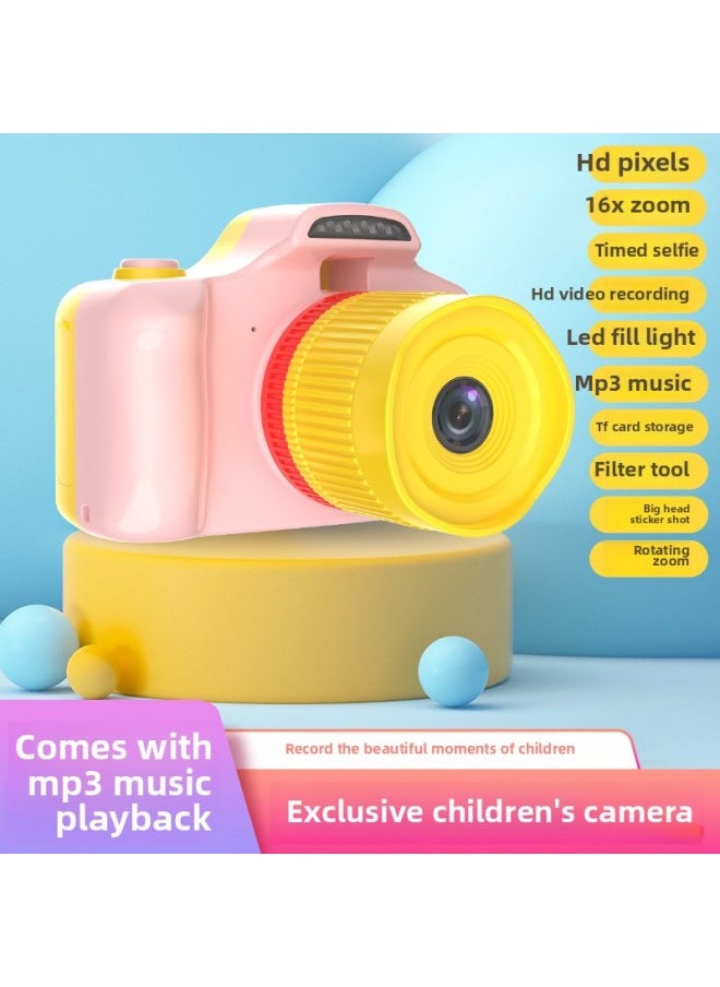 Generic HD Digital Camera Travel Student Party Portable Small Vlog Campus Camera Boys And Girls Birthday Gift-Body Color:S8 Pink-HD Pixel-big Head Sticker Filter  - Image 3