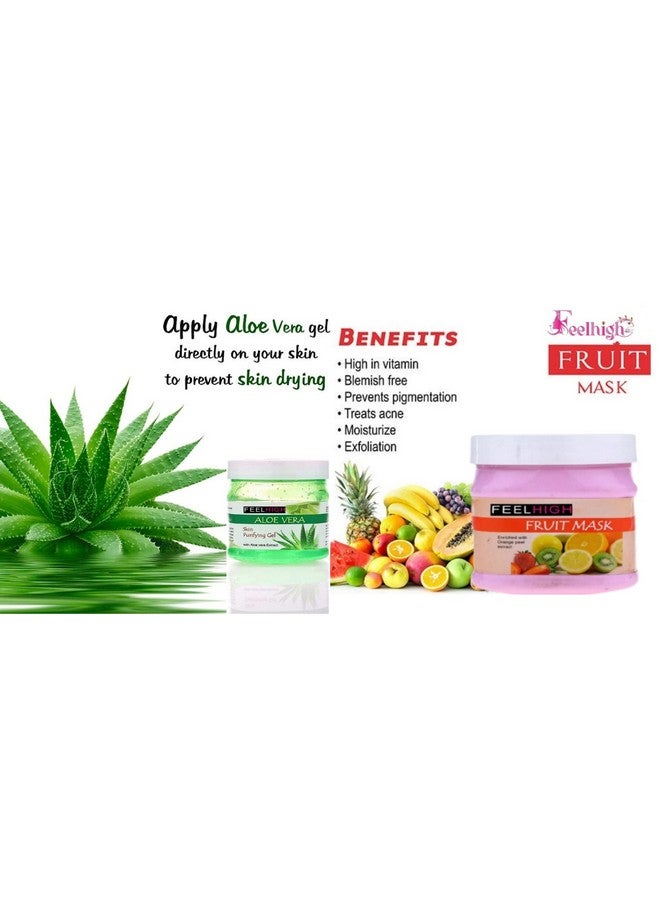 Feelhigh Face & Body Aloe Vera Gel 500ml And Face Mask500ml -Skin Care Products (AloeveraGelAndFruitmask) - Image 2