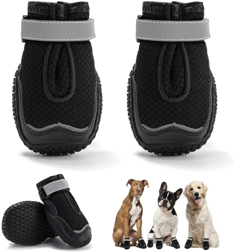 KUTKUT Dustproof Dog Boots for Hardwood Floor | Breathable Dog Shoes | Dog Booties with Reflective Rugged Anti-Slip Sole| Outdoor Paw Protectors with Rubber Soles for Hiking and Running - Image 1