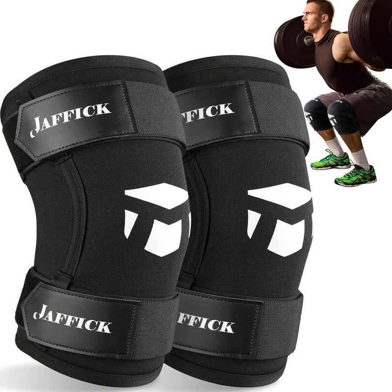 Jaffick 7mm Neoprene Knee Sleeves Support (1 Pair) & Compression Wraps - Lifting Sleeve for The Best Squats Weightlifting, Powerlifting Squats, Fitness for Men & Women - Image 1