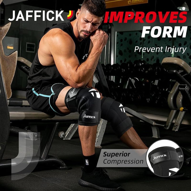 Jaffick 7mm Neoprene Knee Sleeves Support (1 Pair) & Compression Wraps - Lifting Sleeve for The Best Squats Weightlifting, Powerlifting Squats, Fitness for Men & Women - Image 4