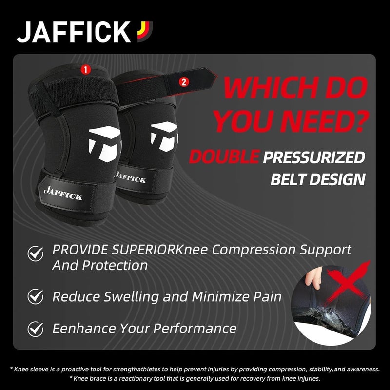 Jaffick 7mm Neoprene Knee Sleeves Support (1 Pair) & Compression Wraps - Lifting Sleeve for The Best Squats Weightlifting, Powerlifting Squats, Fitness for Men & Women - Image 3