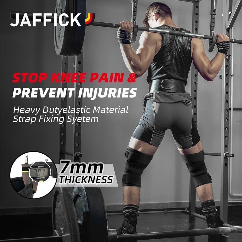 Jaffick 7mm Neoprene Knee Sleeves Support (1 Pair) & Compression Wraps - Lifting Sleeve for The Best Squats Weightlifting, Powerlifting Squats, Fitness for Men & Women - Image 5