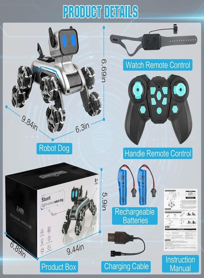 RABRA Remote Control Cars for Kids Adults, 8WD Gesture Sensor RC Stunt Car with Light, Music, RC Robot Dog Toys,Birthday Toy for 6 7 8 9 10 11 12 13 Years Old Boys Girls Kids,Black - Image 3
