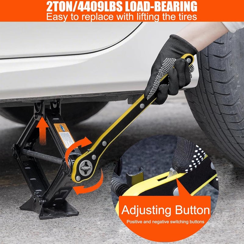 Rarapop Car Jack Kit Scissor Jack for 2 Ton (4409 lbs) Tire Jack Tool Universal Emergency Kit with Lug Wrench Tire Changing for Car SUV - Image 3