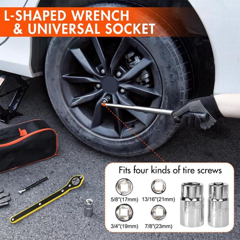 Rarapop Car Jack Kit Scissor Jack for 2 Ton (4409 lbs) Tire Jack Tool Universal Emergency Kit with Lug Wrench Tire Changing for Car SUV - Image 4