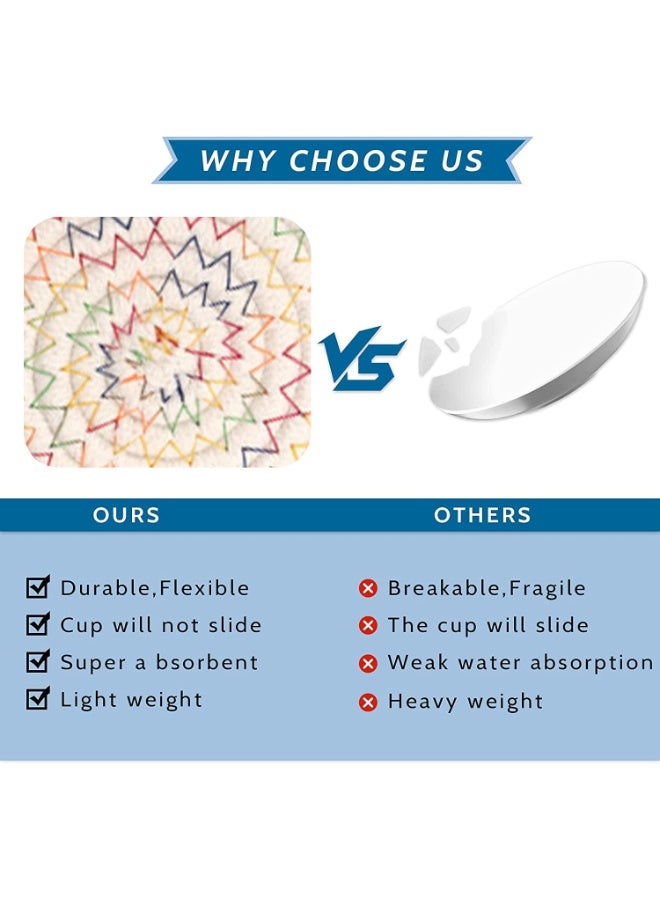 جيه زد اس JZS قواعد أكواب ماصة مصنوعة من القطن المضفر المنسوج، قواعد أكواب ماصة مقاومة للحرارة لحماية سطح طاولة القهوة، مناسبة لأنواع الأكواب (عبوة من 6 قطع) - Image 3