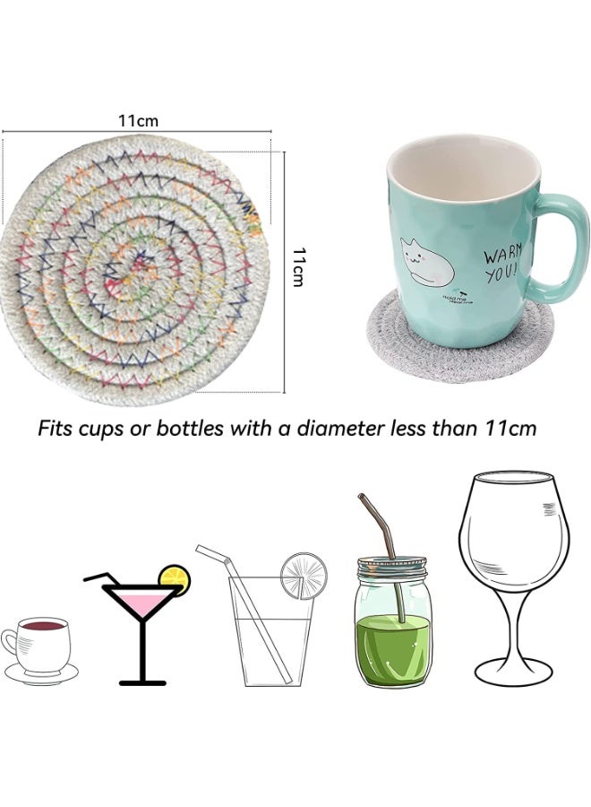 جيه زد اس JZS قواعد أكواب ماصة مصنوعة من القطن المضفر المنسوج، قواعد أكواب ماصة مقاومة للحرارة لحماية سطح طاولة القهوة، مناسبة لأنواع الأكواب (عبوة من 6 قطع) - Image 4