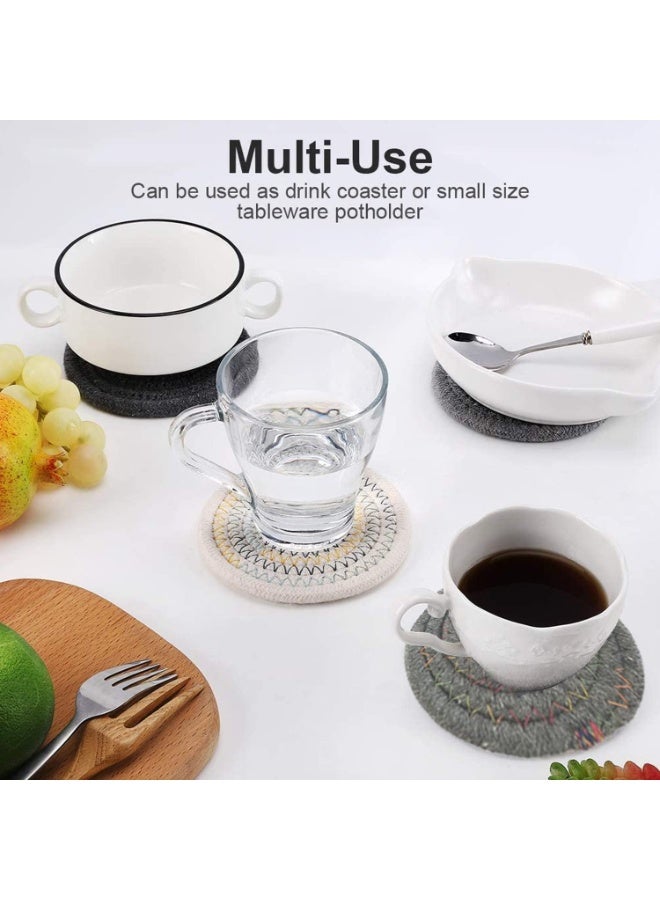 جيه زد اس JZS قواعد أكواب ماصة مصنوعة من القطن المضفر المنسوج، قواعد أكواب ماصة مقاومة للحرارة لحماية سطح طاولة القهوة، مناسبة لأنواع الأكواب (عبوة من 6 قطع) - Image 2