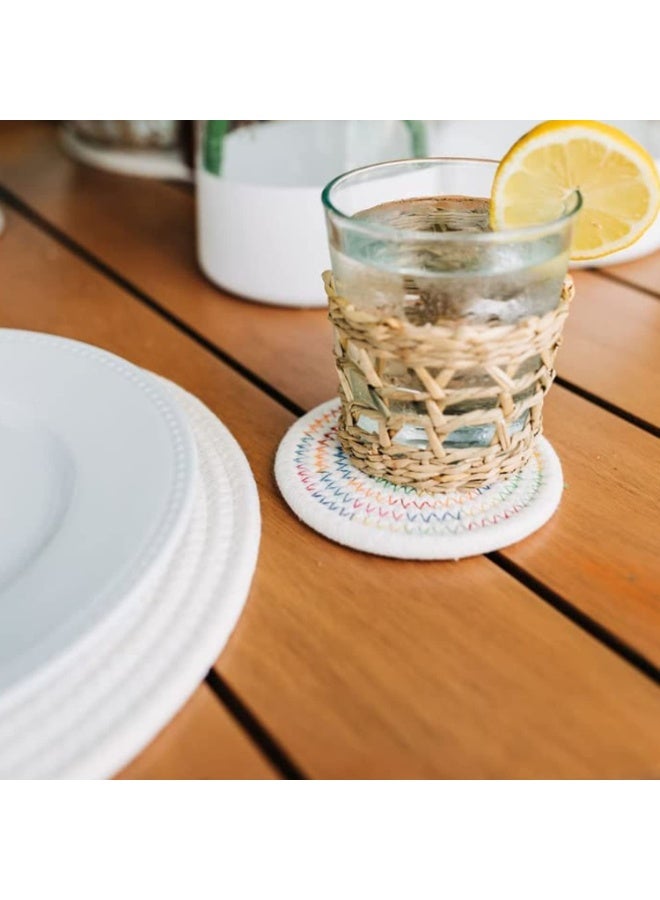 جيه زد اس JZS قواعد أكواب ماصة مصنوعة من القطن المضفر المنسوج، قواعد أكواب ماصة مقاومة للحرارة لحماية سطح طاولة القهوة، مناسبة لأنواع الأكواب (عبوة من 6 قطع) - Image 5