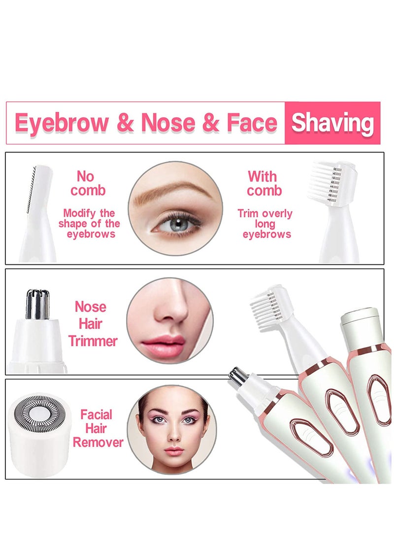 Electric Lady Shaver, Electric Razor for Women Shaving 4-in-1 Lady Shaver for Women Face, Legs and Underarm, Painless&Portable Bikini Trimmer Hair Removal - Image 3