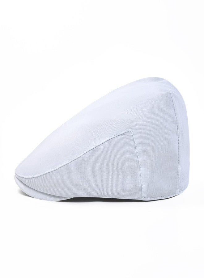 STARANCE Men's Cotton Ivy Gatsby Newsboy Hat Summer Driving Scally Cap Thin, White, 7 3/4 - Image 2