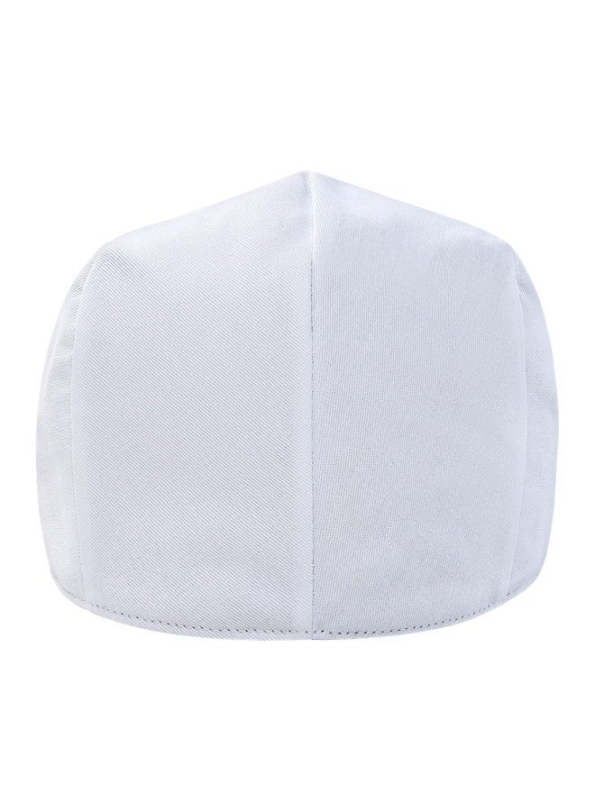 STARANCE Men's Cotton Ivy Gatsby Newsboy Hat Summer Driving Scally Cap Thin, White, 7 3/4 - Image 4