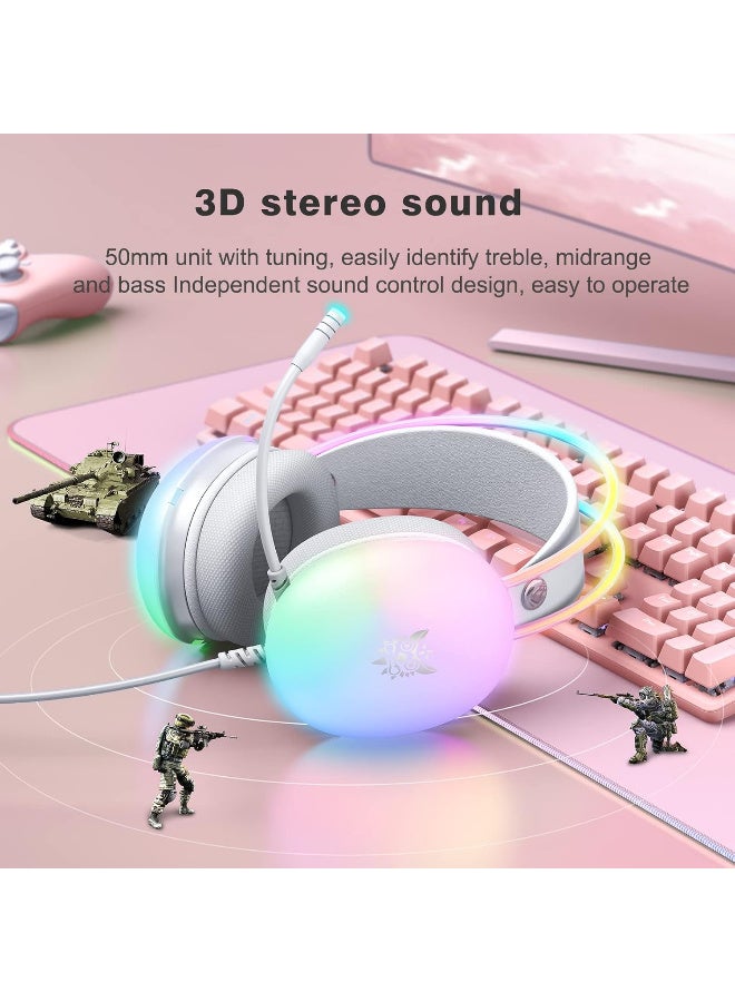 onikuma X25 Gaming Headset Wired White - Image 4