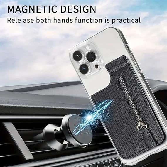 RABADIYA CREATION 3 in 1 Wallet Card Phone Holder PU Leather Stick-on Phone Wallet with Zip for Use Phone Stand,Credit Card,Cash,ID Card,Licence - Image 3
