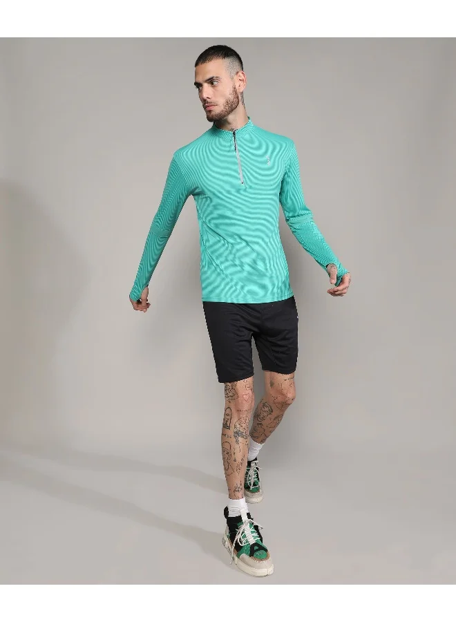 Campus Sutra Men's Mint Green Basic Activewear T-Shirt