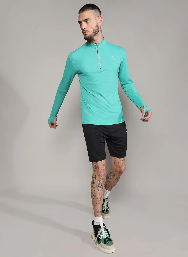 Campus Sutra Men's Mint Green Basic Activewear T-Shirt