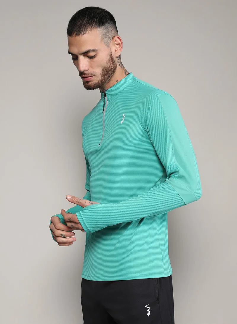 Campus Sutra Men's Mint Green Basic Activewear T-Shirt