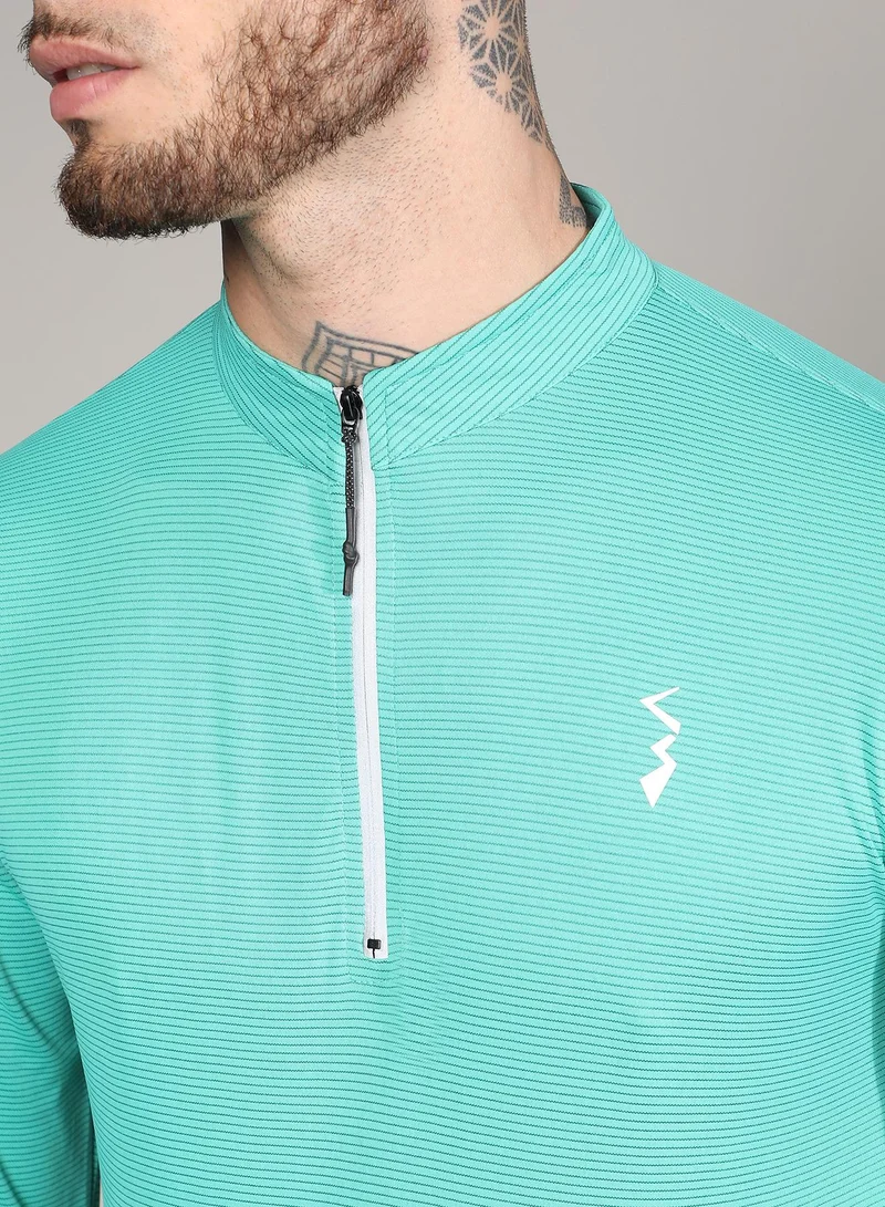 Campus Sutra Men's Mint Green Basic Activewear T-Shirt